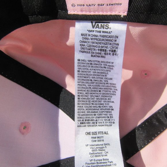 Vans Off The Wall Lazy Oaf Not Now Pink Black & White Bow Baseball Hat Cap - Picture 9 of 9